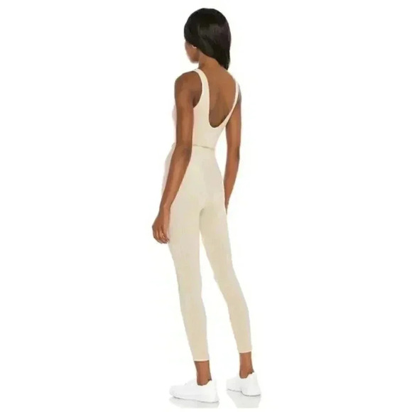 WeWoreWhat Scoop Jumpsuit Solid Rib Khaki - Picture 4 of 6